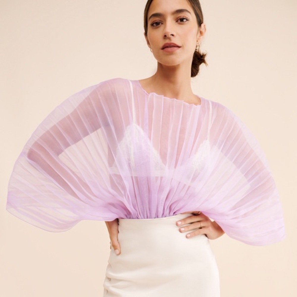 Andrea Iyamah Chiffon Sambra Bodysuit medium lilac